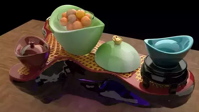 Chinese gold Ingot and orange