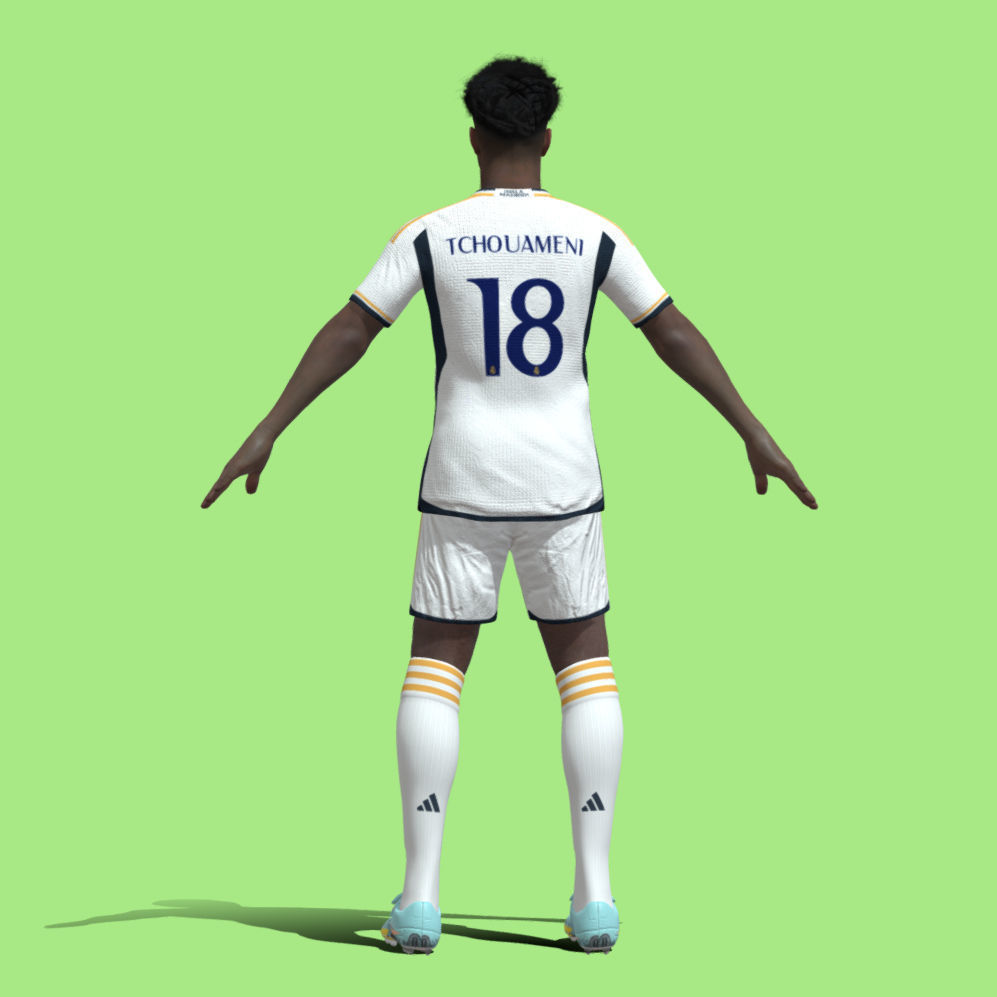 T-Pose Rigged Tchouameni Real Madrid 23-24 3D model_2