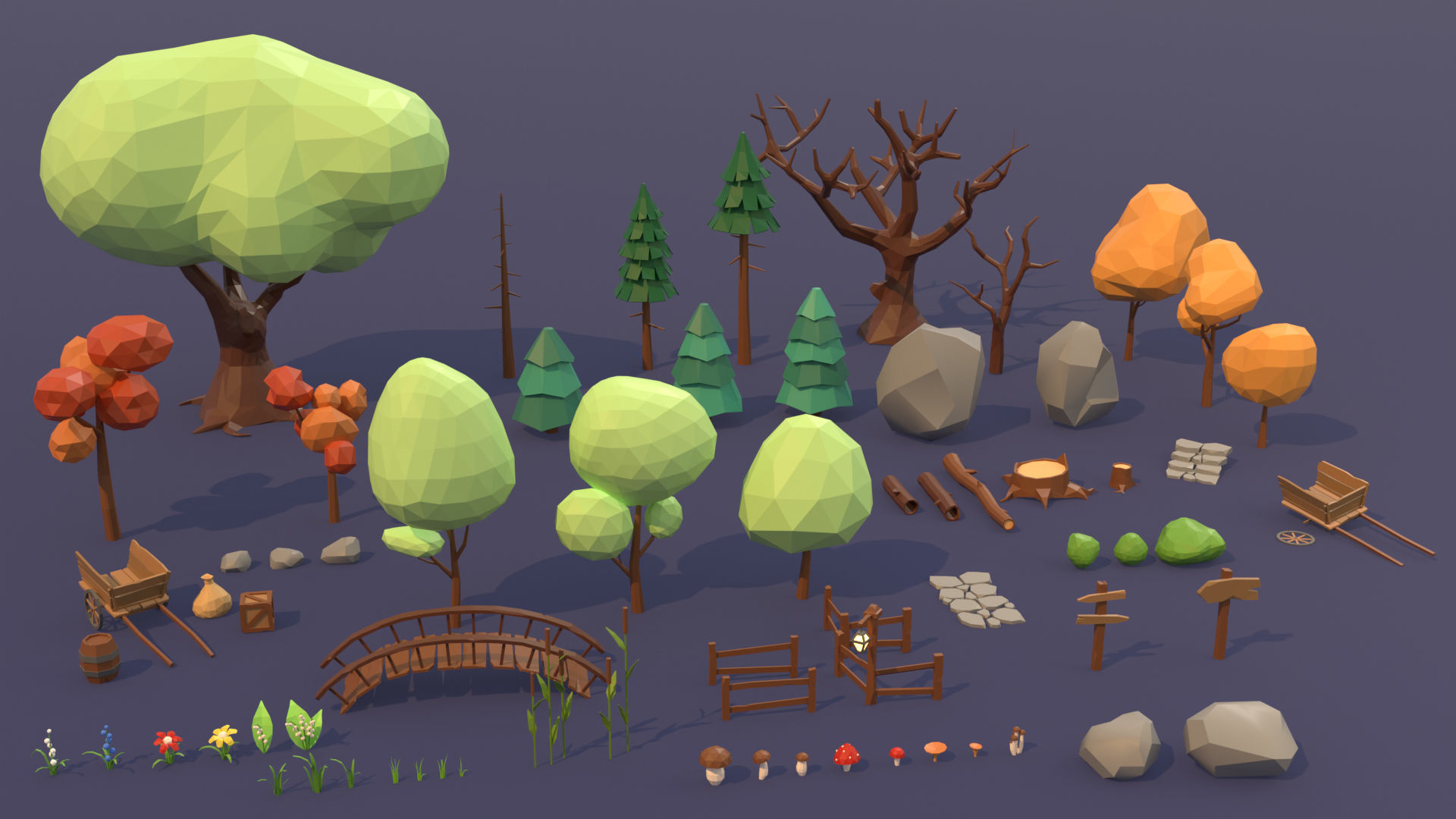 Lowpoly nature asset pack Low-poly 3D model_1