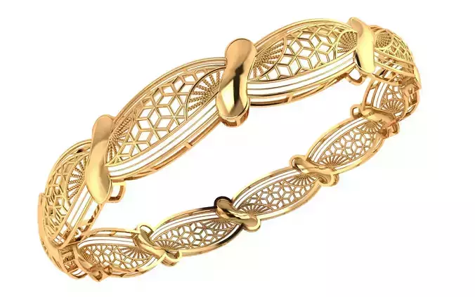 1286 Radiant Gold Lattice Bangle