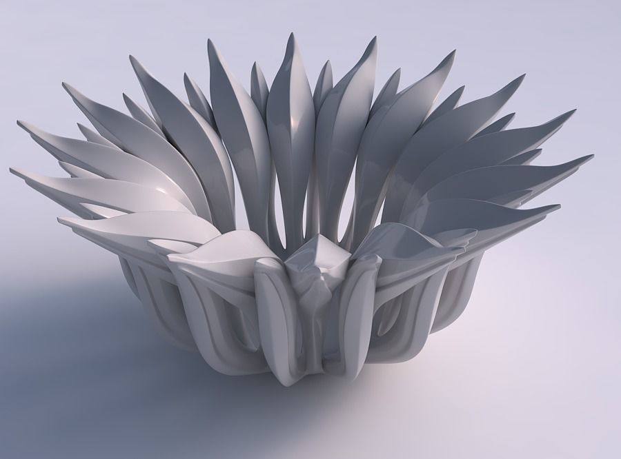 Bowl two layered flower with beveled edges tapered 3D print model_0