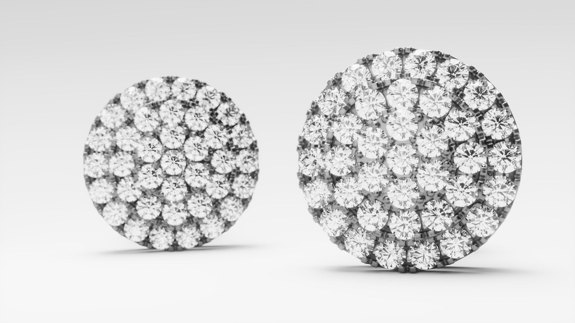 Diamond Cluster Stud Earrings 2 3D print model_1