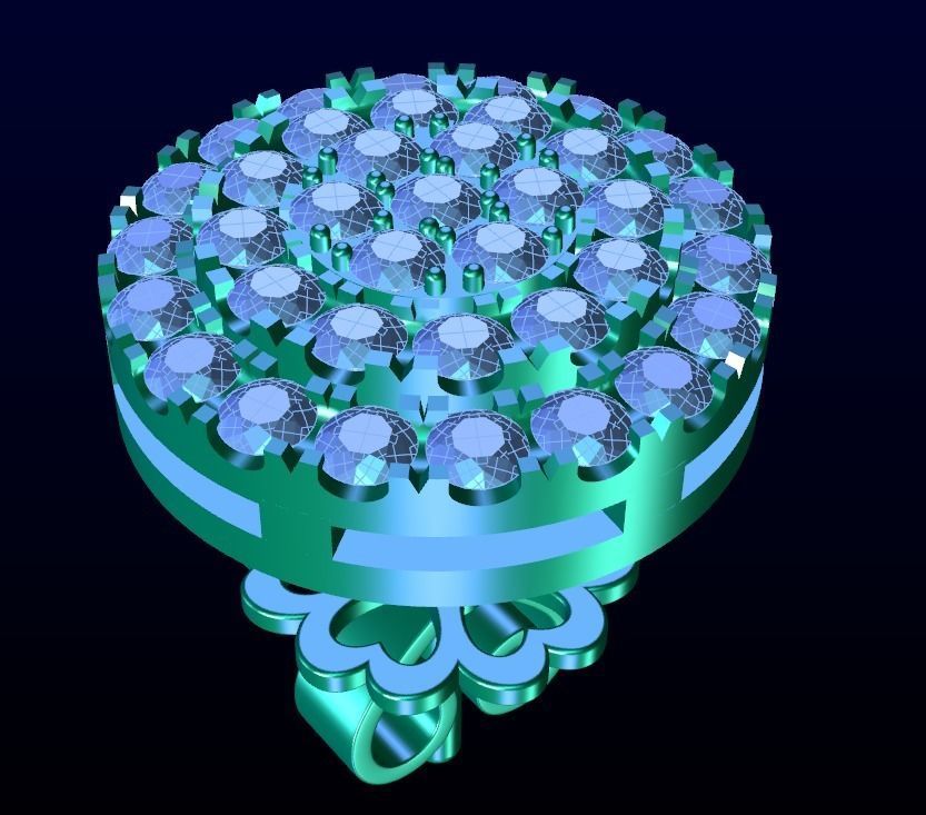 Diamond Cluster Stud Earrings 2 3D print model_6