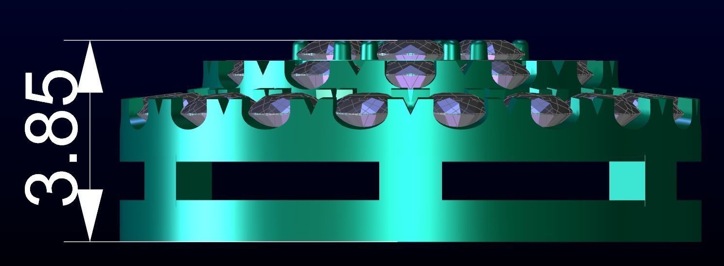 Diamond Cluster Stud Earrings 2 3D print model_4