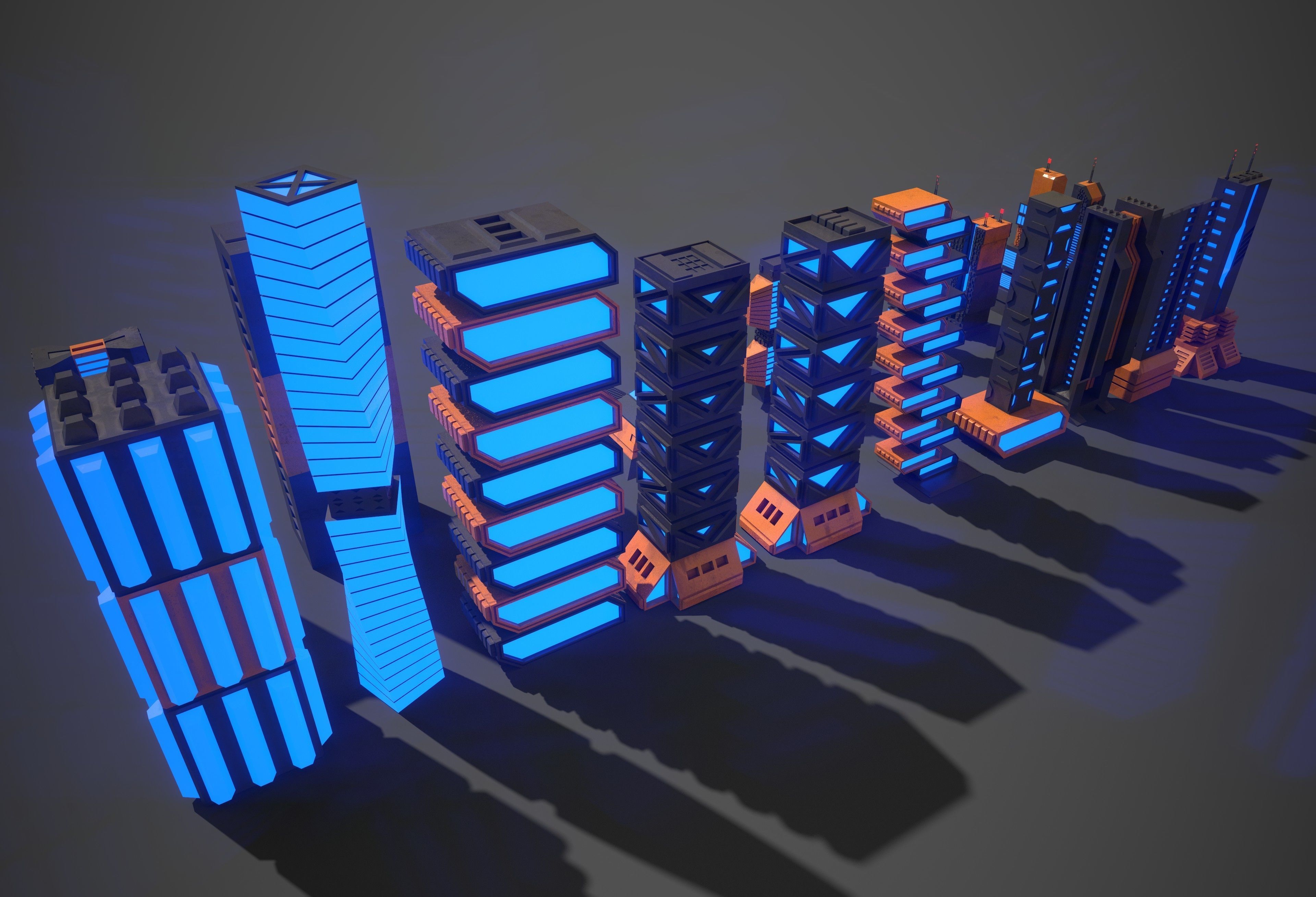 Sci-Fi Buildings Collection Low-poly 3D model_8
