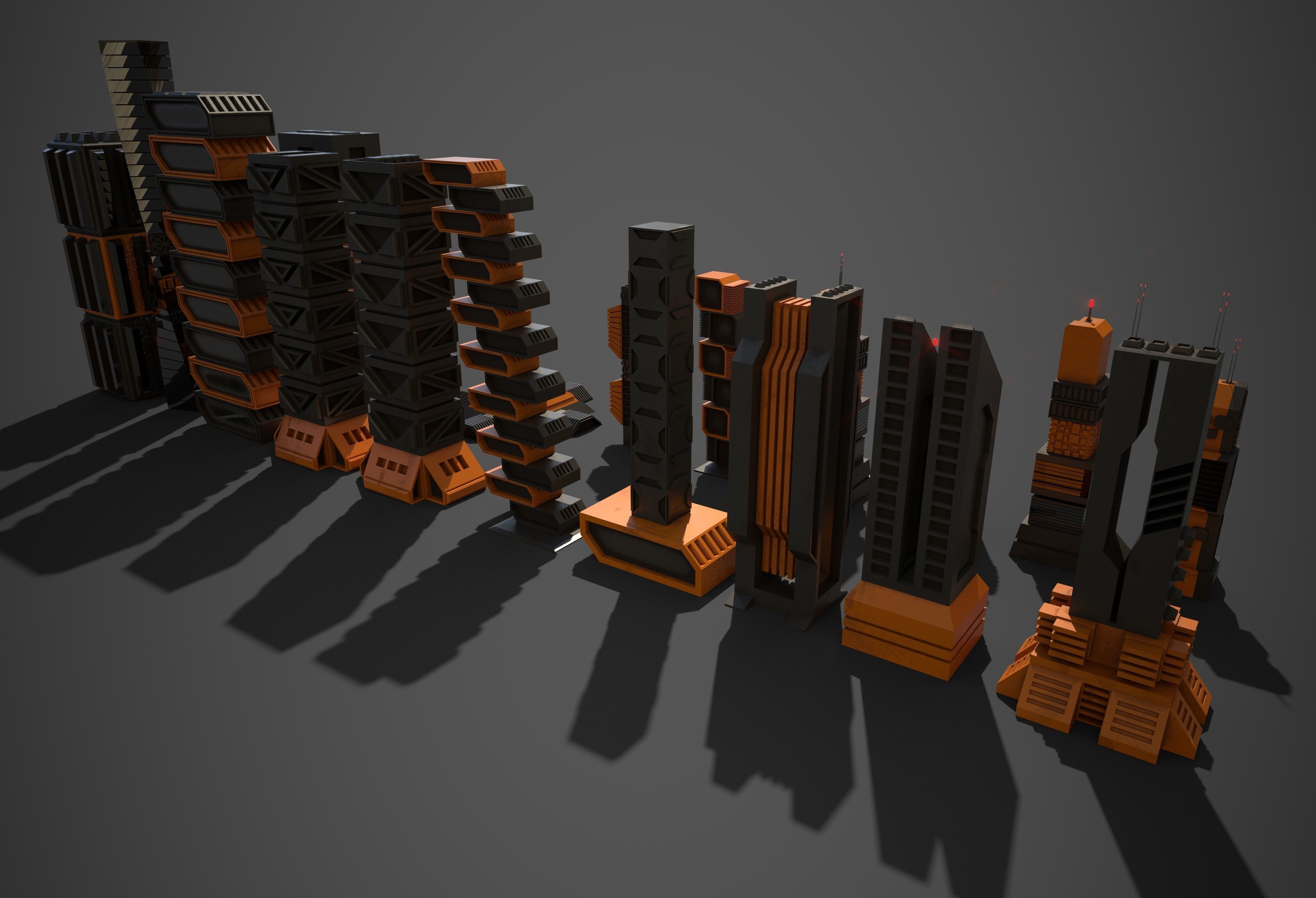 Sci-Fi Buildings Collection Low-poly 3D model_3