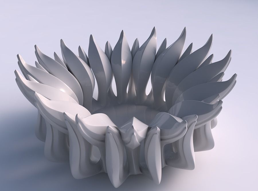 Bowl two layered flower with beveled edges streched top 3D print model_0