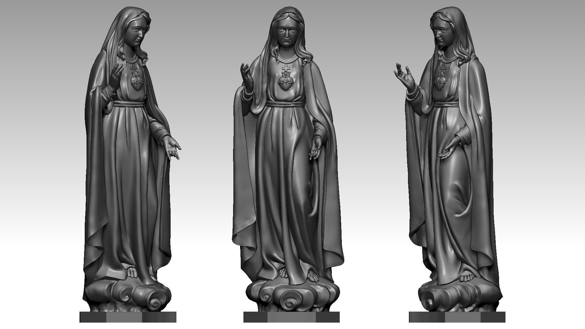 Our Lady of Fatima with Heart 3D print model_4