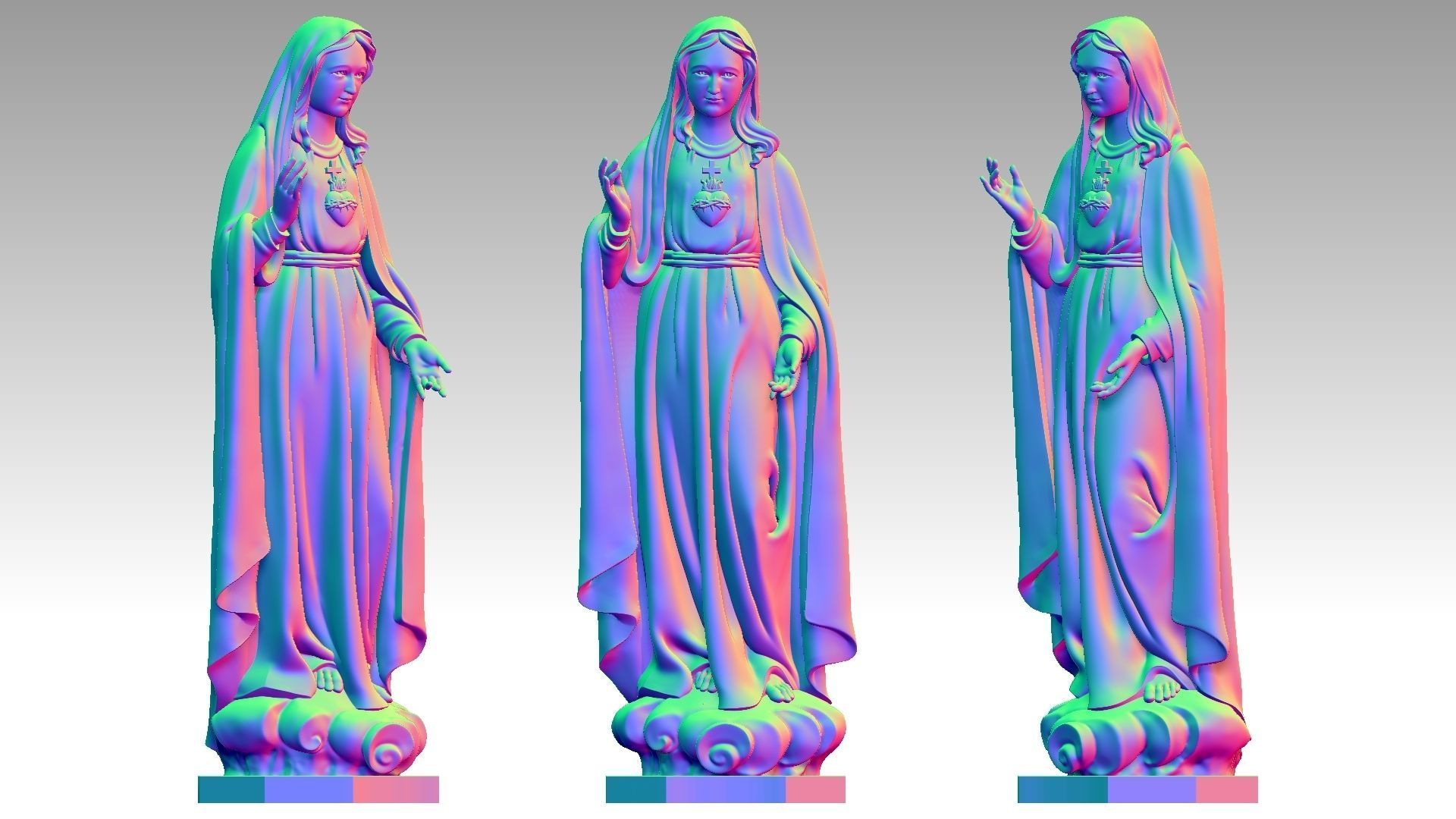 Our Lady of Fatima with Heart 3D print model_12