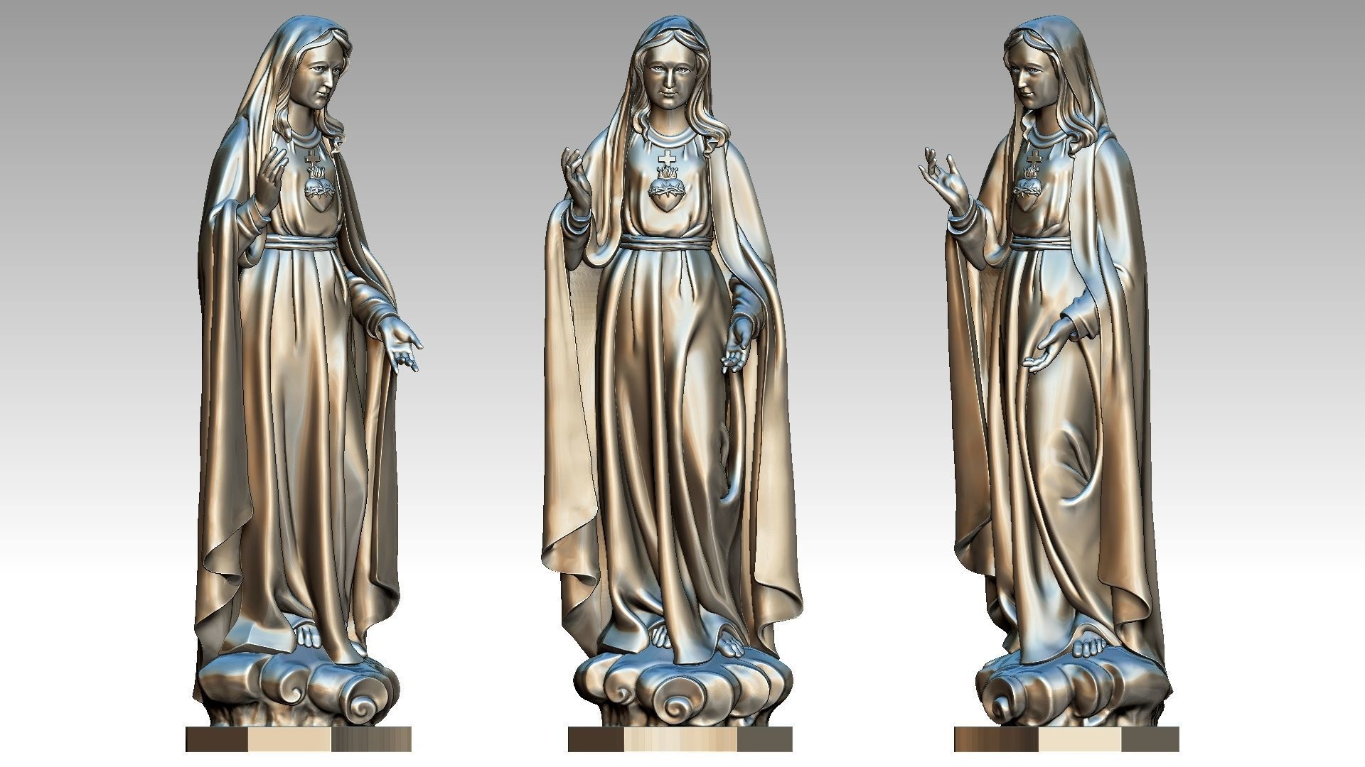 Our Lady of Fatima with Heart 3D print model_9