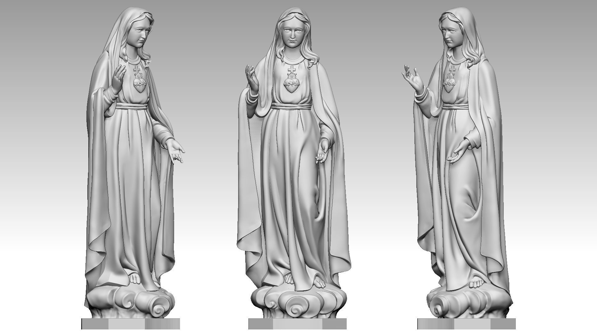 Our Lady of Fatima with Heart 3D print model_3