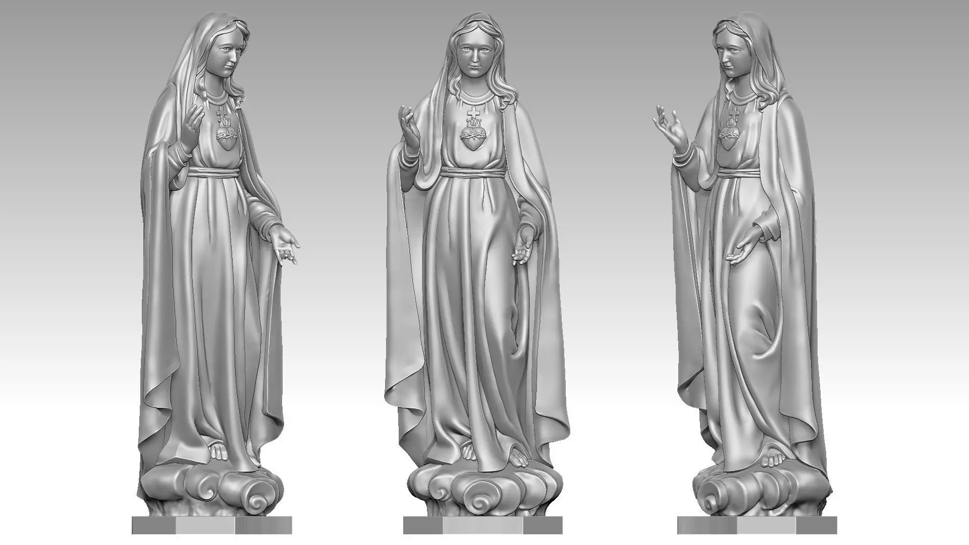 Our Lady of Fatima with Heart 3D print model_0