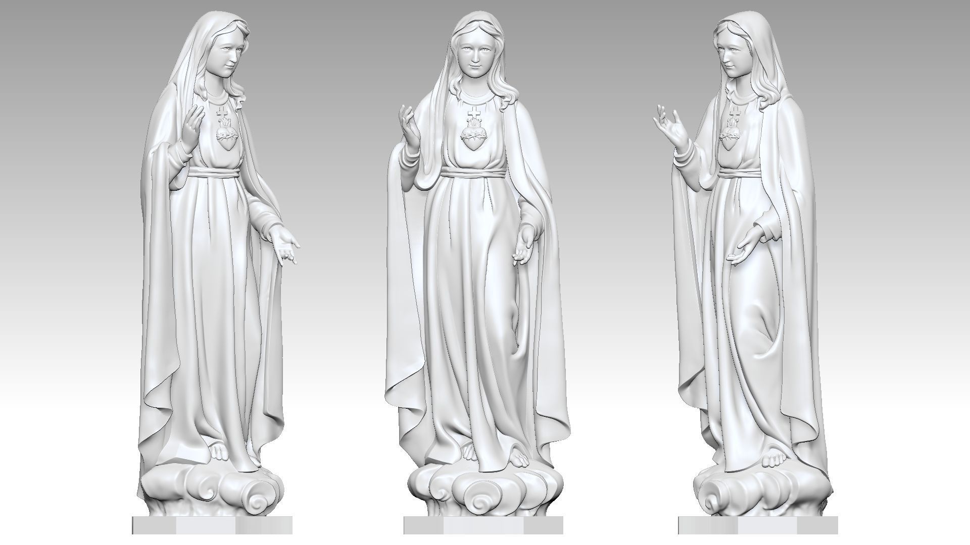 Our Lady of Fatima with Heart 3D print model_2