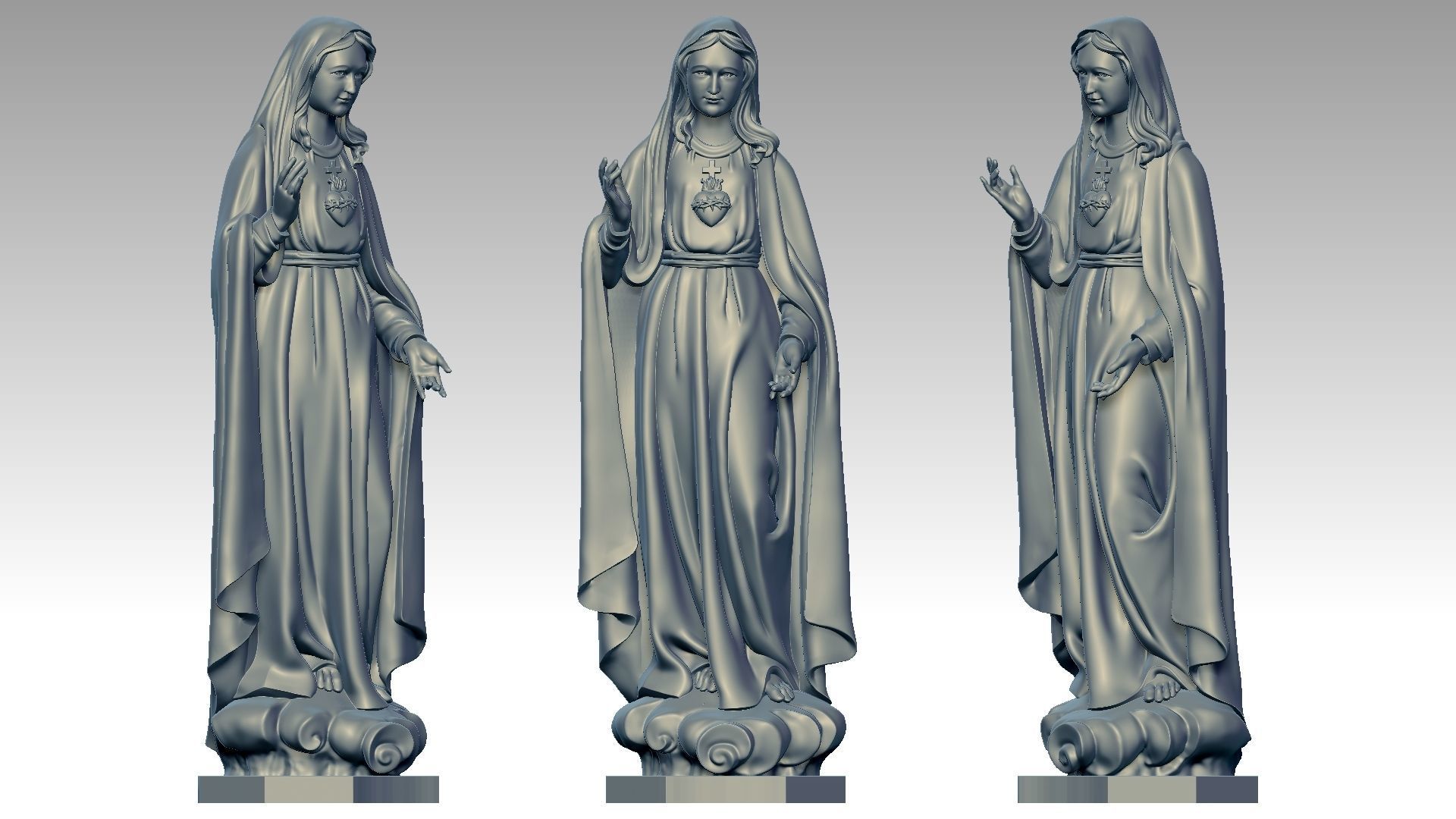 Our Lady of Fatima with Heart 3D print model_5