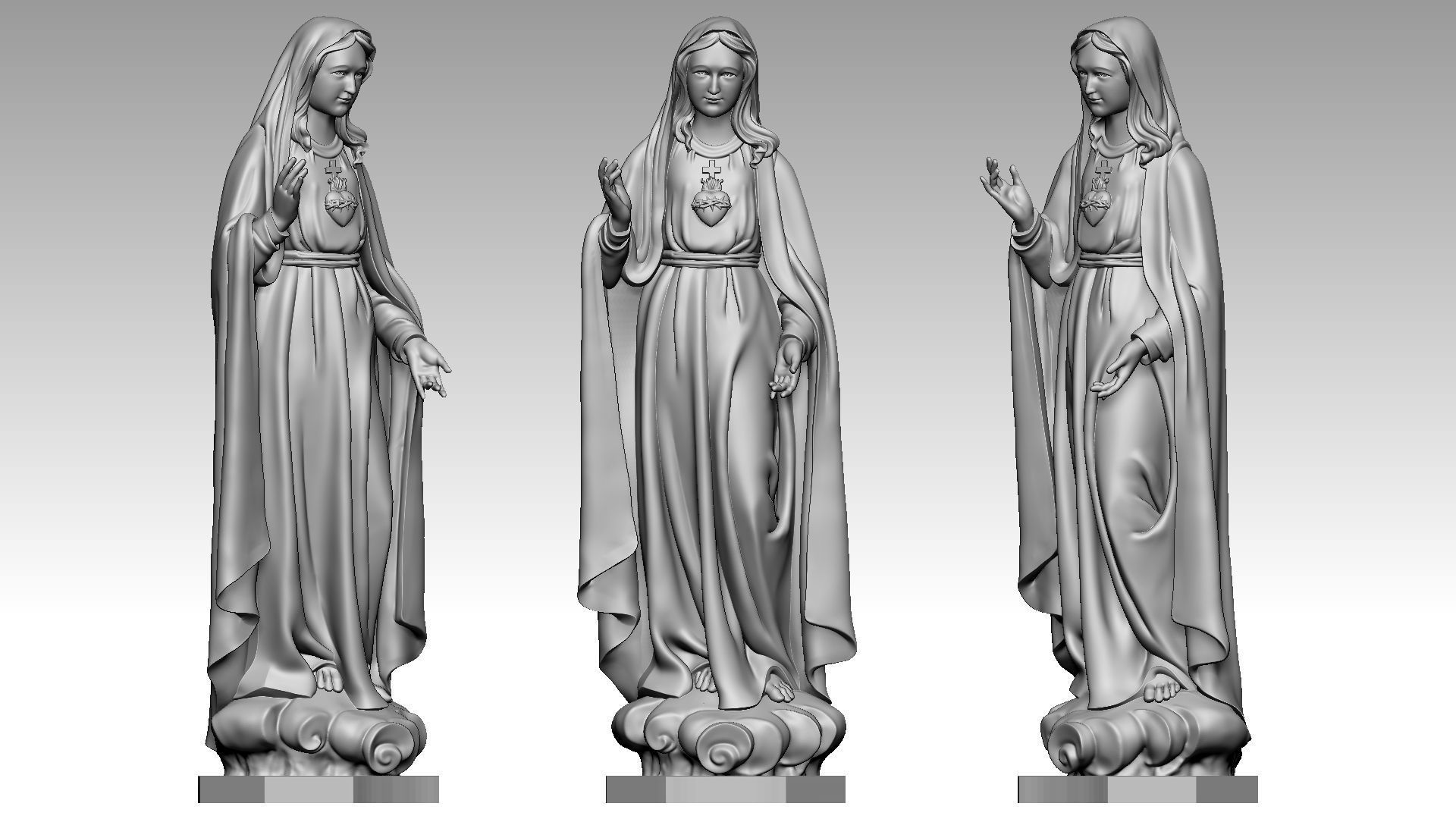 Our Lady of Fatima with Heart 3D print model_10