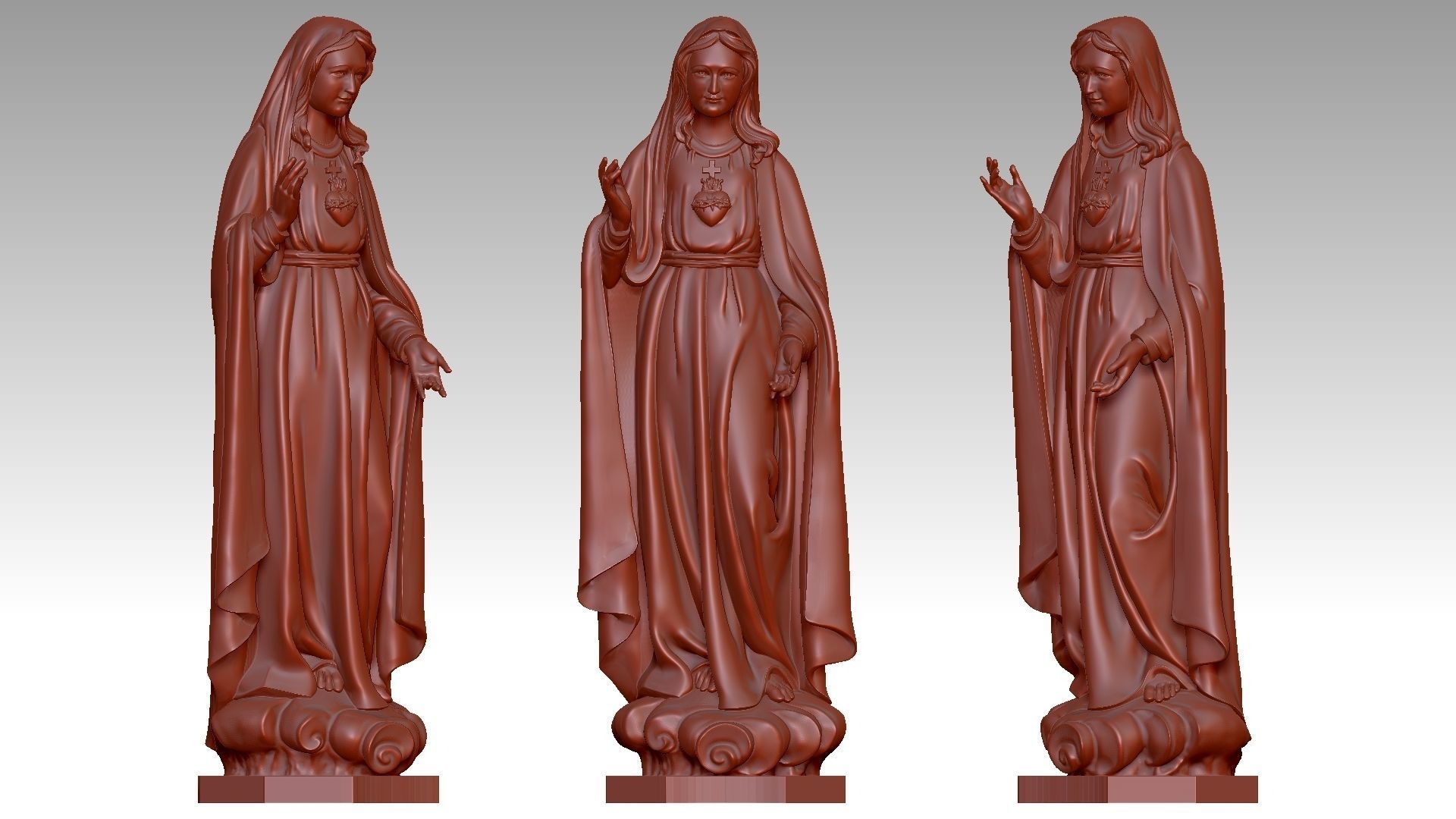 Our Lady of Fatima with Heart 3D print model_1