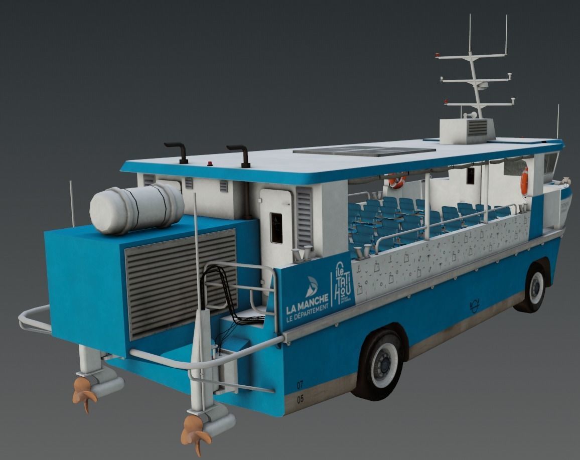 Amphibious Ferry Tatihou III 3D low-poly Low-poly 3D model_5