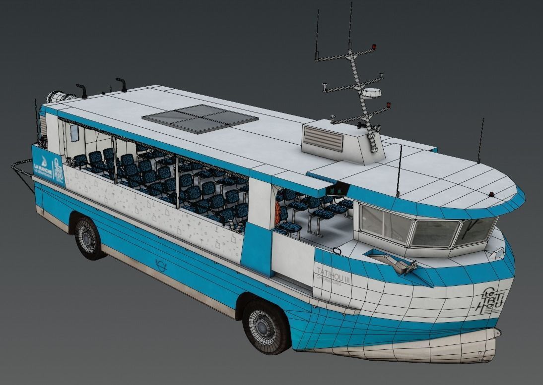 Amphibious Ferry Tatihou III 3D low-poly Low-poly 3D model_9