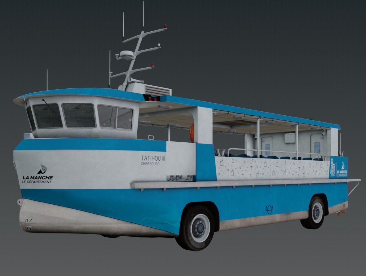 Amphibious Ferry Tatihou III 3D low-poly Low-poly 3D model_2