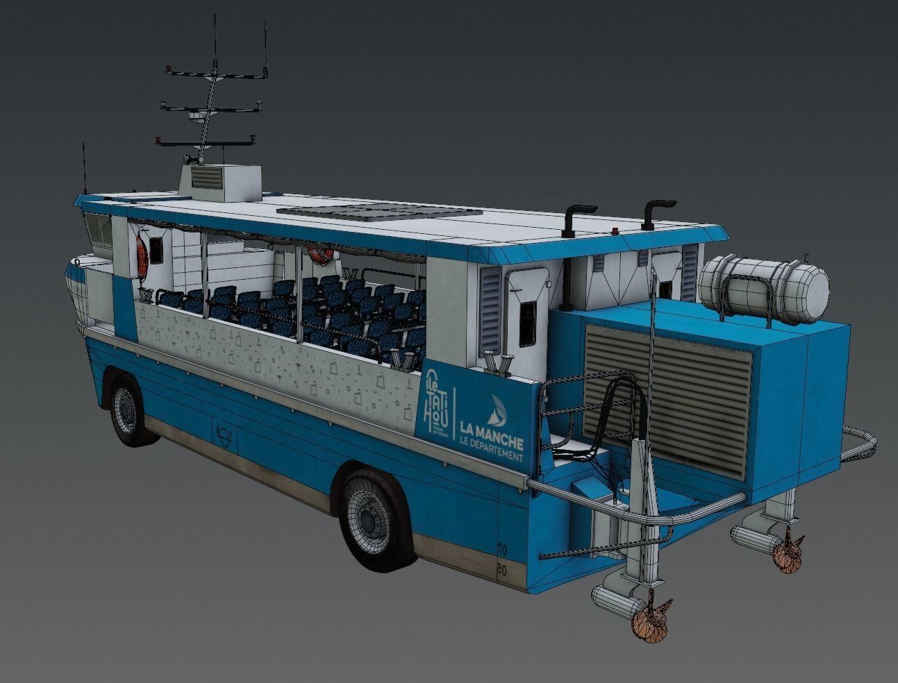 Amphibious Ferry Tatihou III 3D low-poly Low-poly 3D model_1