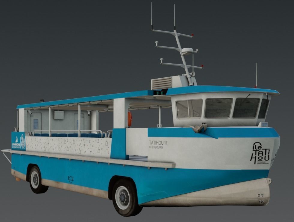 Amphibious Ferry Tatihou III 3D low-poly Low-poly 3D model_7