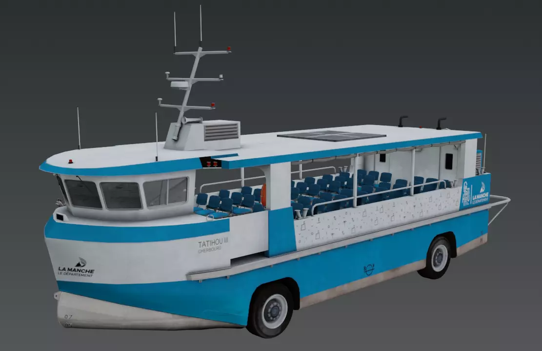 Amphibious Ferry Tatihou III 3D low-poly Low-poly 3D model_0