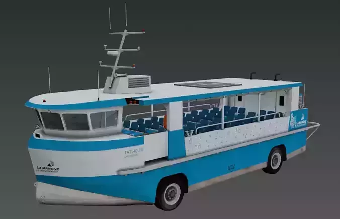 Amphibious Ferry Tatihou III 3D low-poly Low-poly 3D model