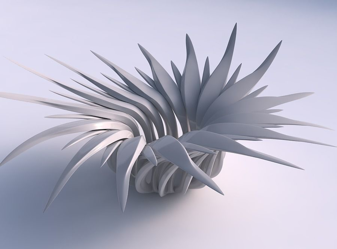 Bowl two layered flower with beveled edges streched and wavy top