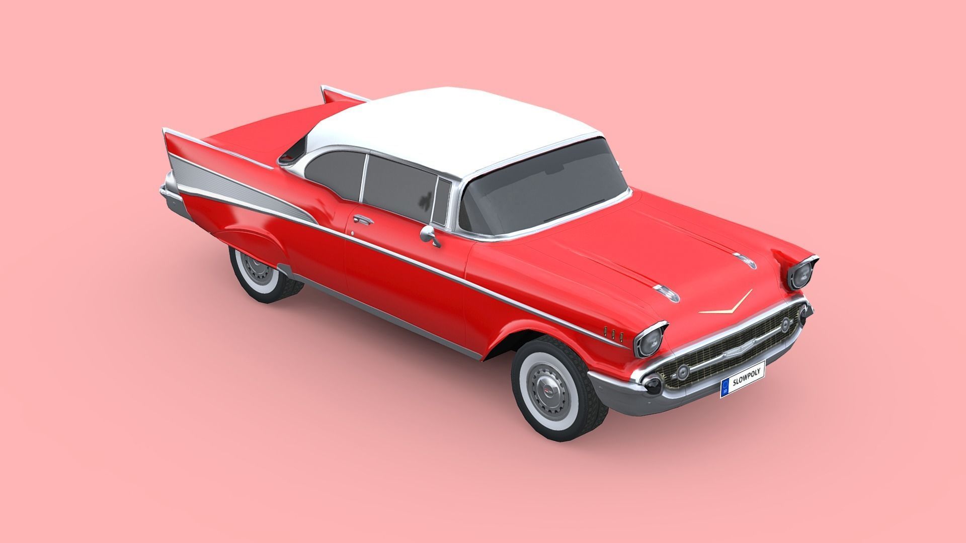 Chevrolet Bel Air 1957 Low-poly 3D model_3