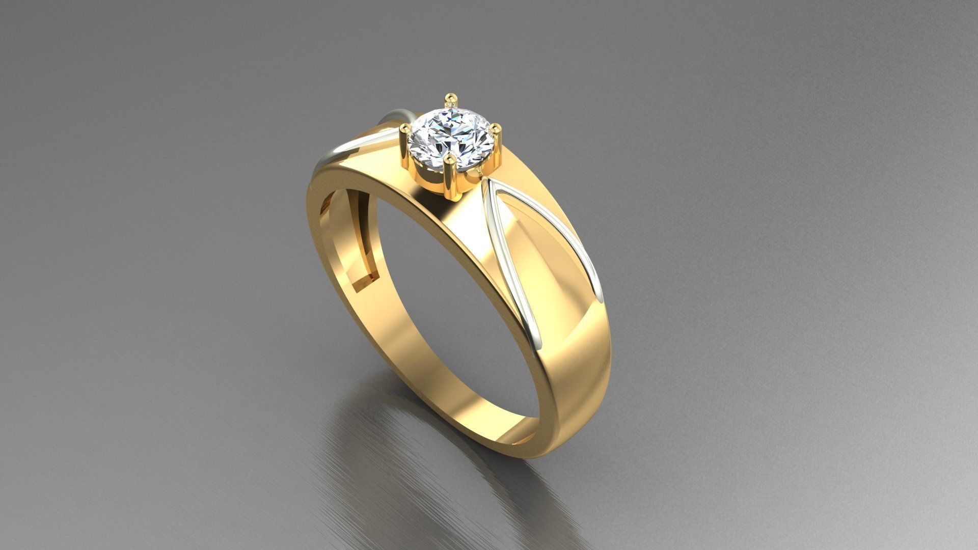 Diamond Solitaire Ring 1 3D print model_1
