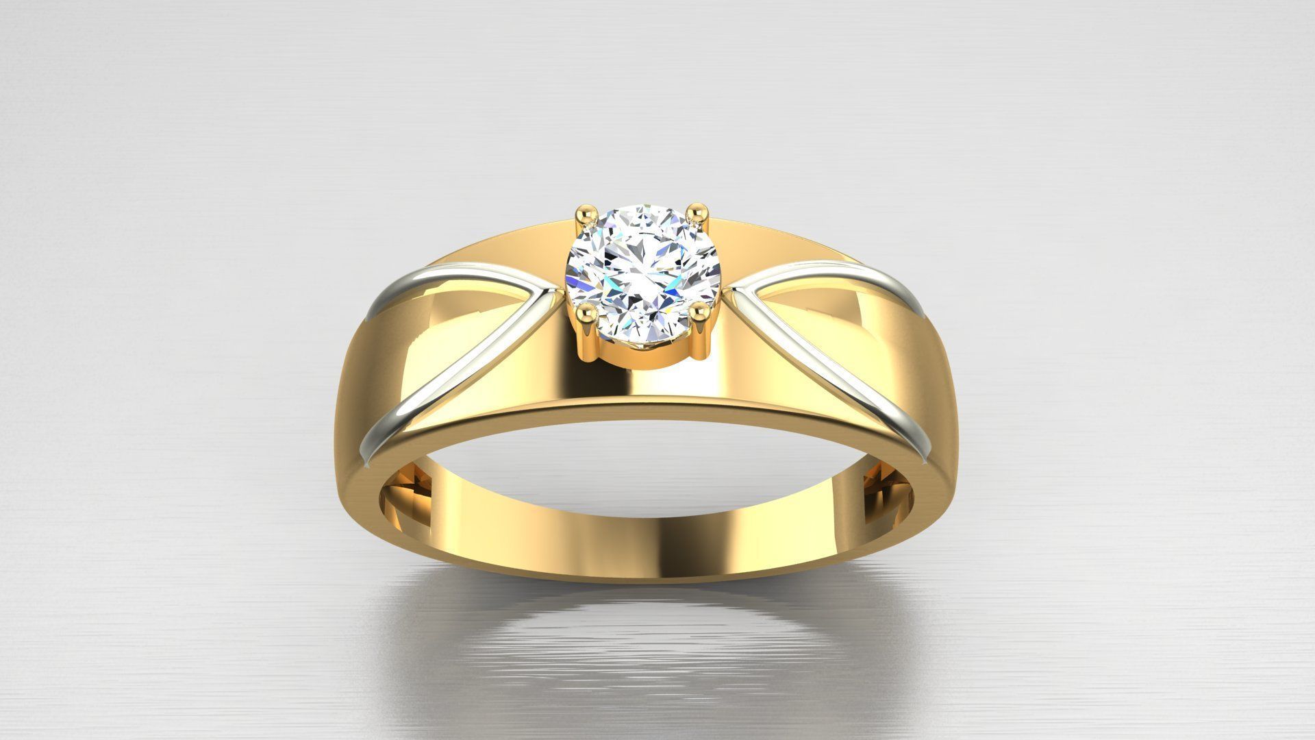 Diamond Solitaire Ring 1 3D print model_3