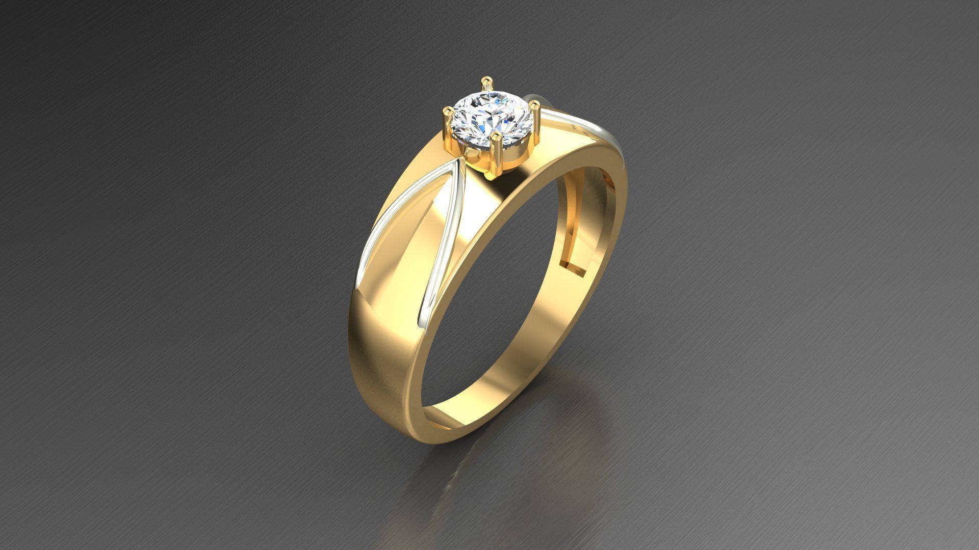 Diamond Solitaire Ring 1 3D print model_2