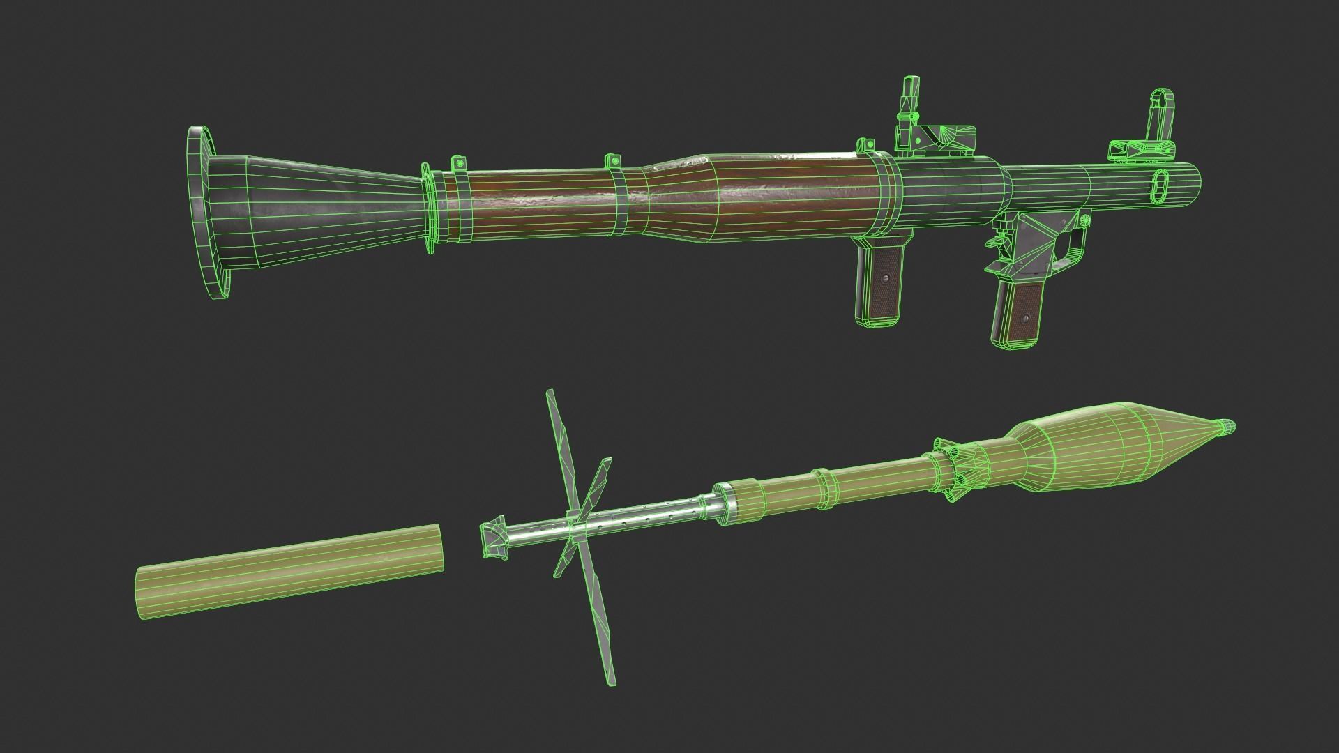 RPG-7 Grenade Launcher Low-poly 3D model_4