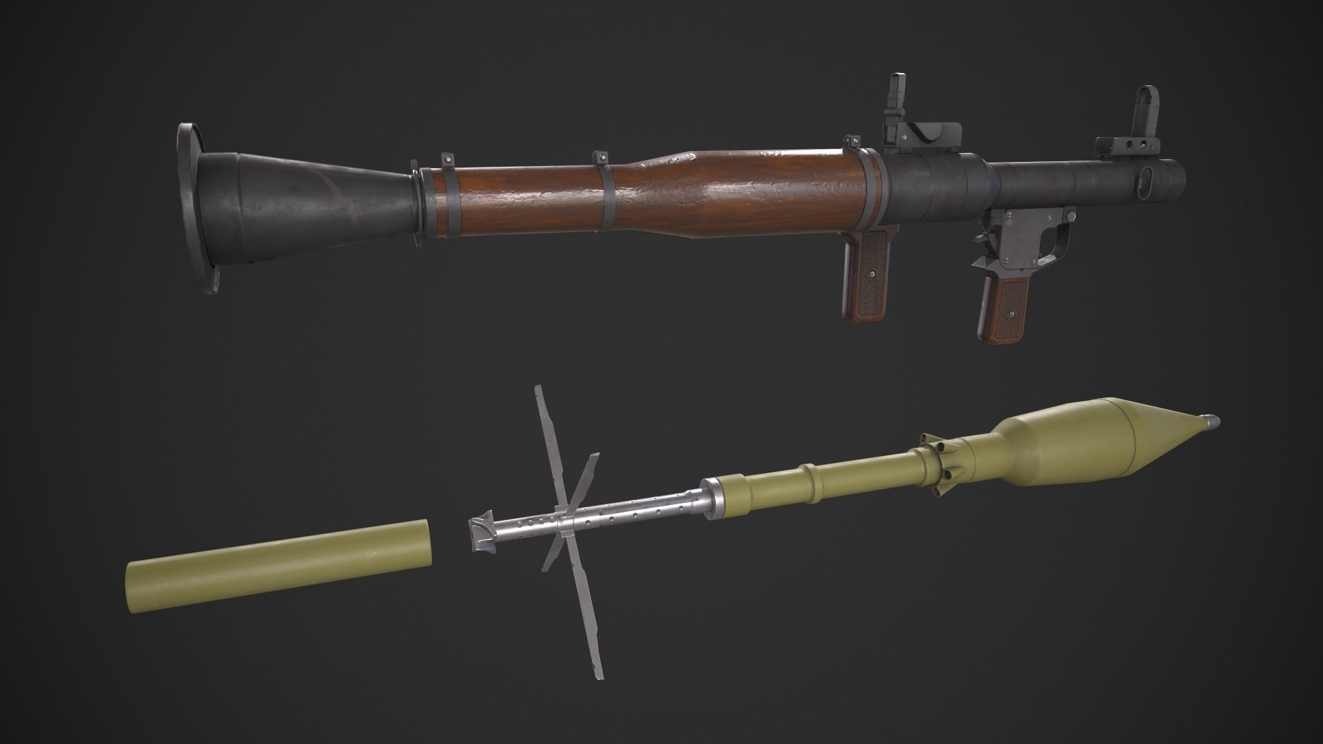 RPG-7 Grenade Launcher Low-poly 3D model_3