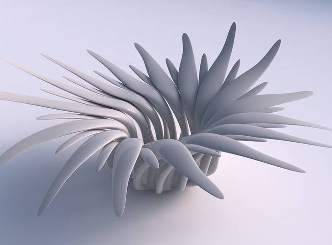 Bowl two layered flower streched and wavy top