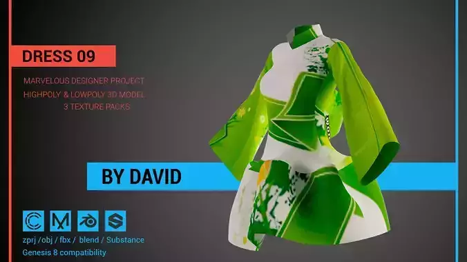 Dress 09 - Marvelous Designer CLO project