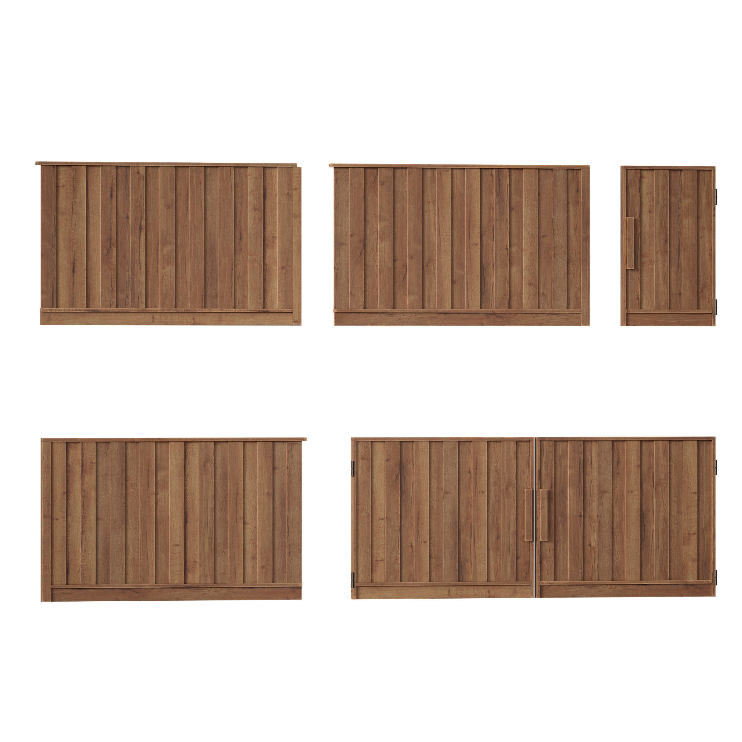 Wooden fence 3D model_2