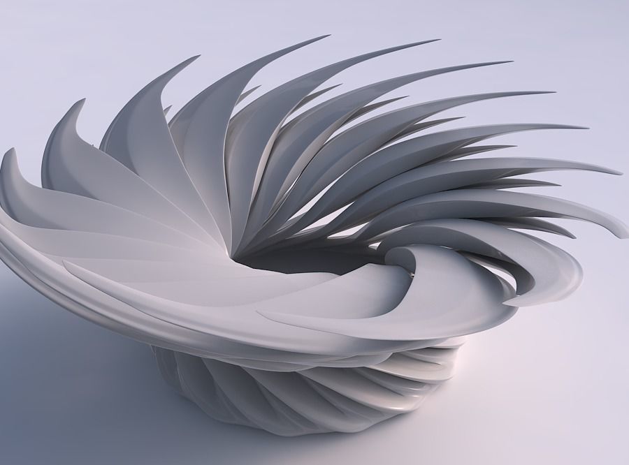 Bowl two layered flower 2 with beveled edges twisted and stre... 3D print model_0