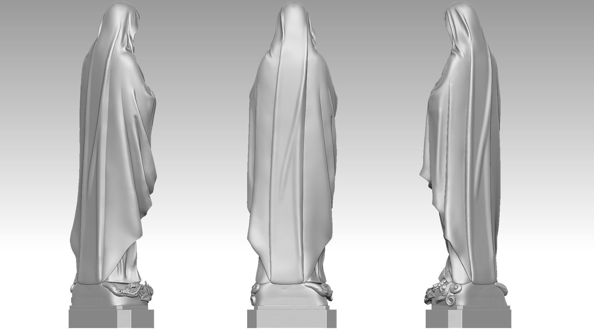 Virgin Mary of Lourdes 3D print model_6