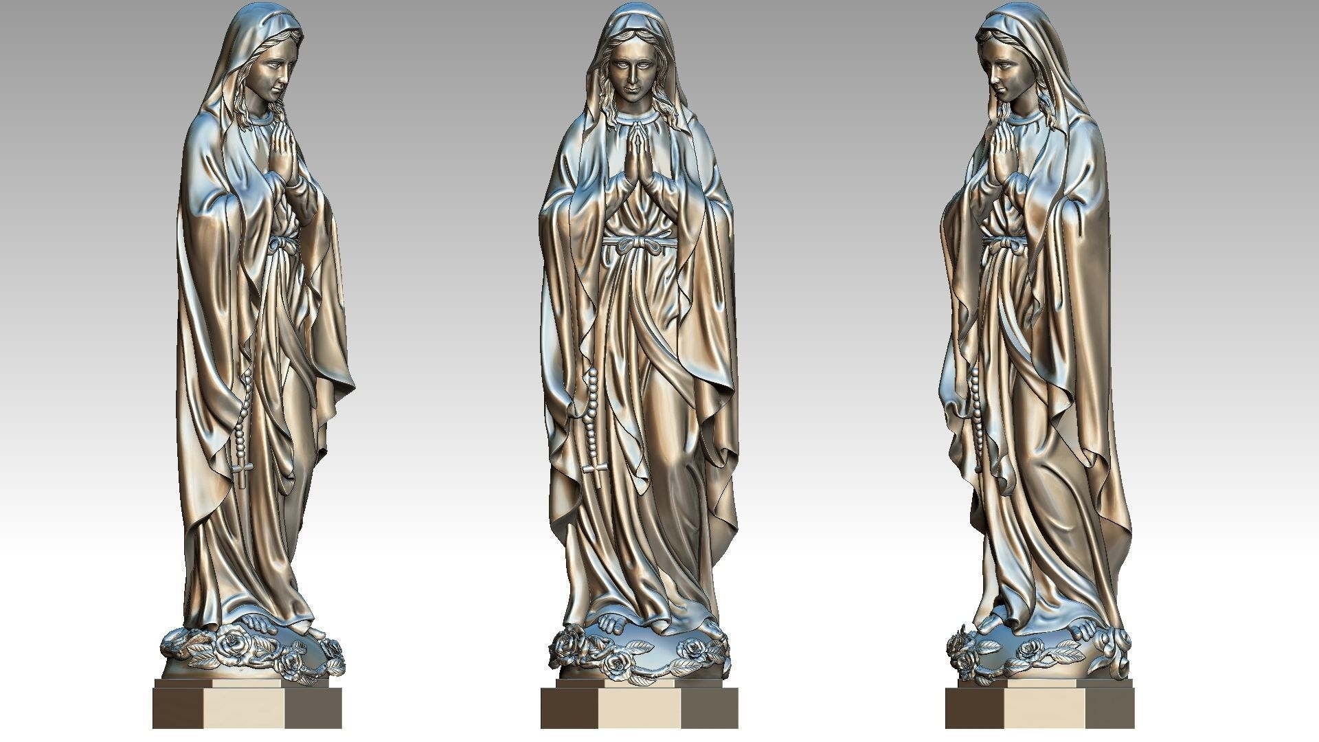 Virgin Mary of Lourdes 3D print model_7