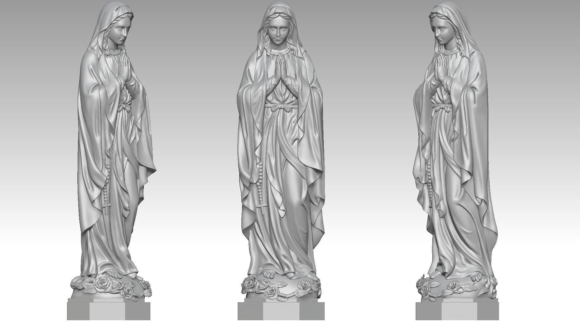 Virgin Mary of Lourdes 3D print model_3