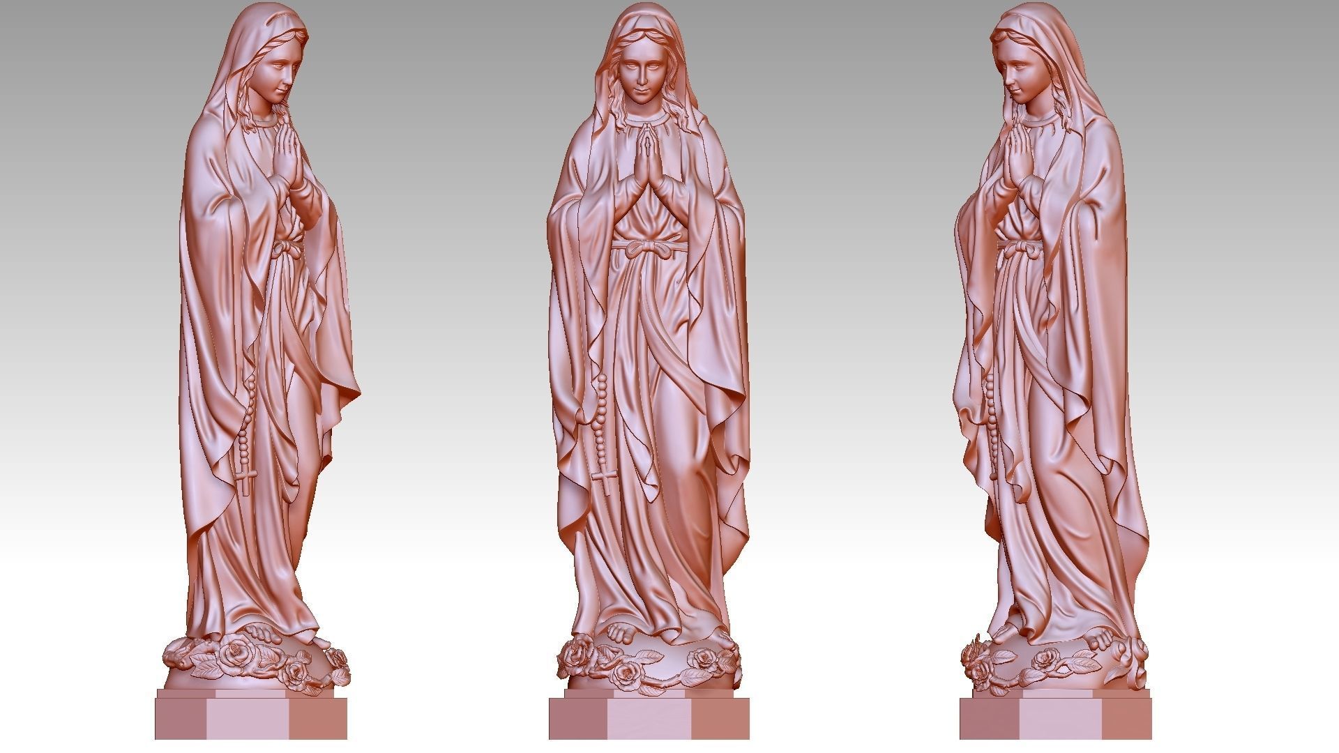 Virgin Mary of Lourdes 3D print model_9