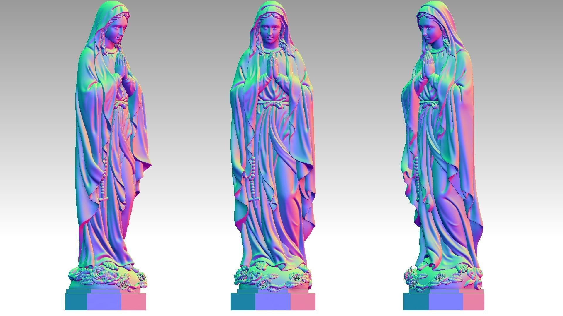 Virgin Mary of Lourdes 3D print model_14