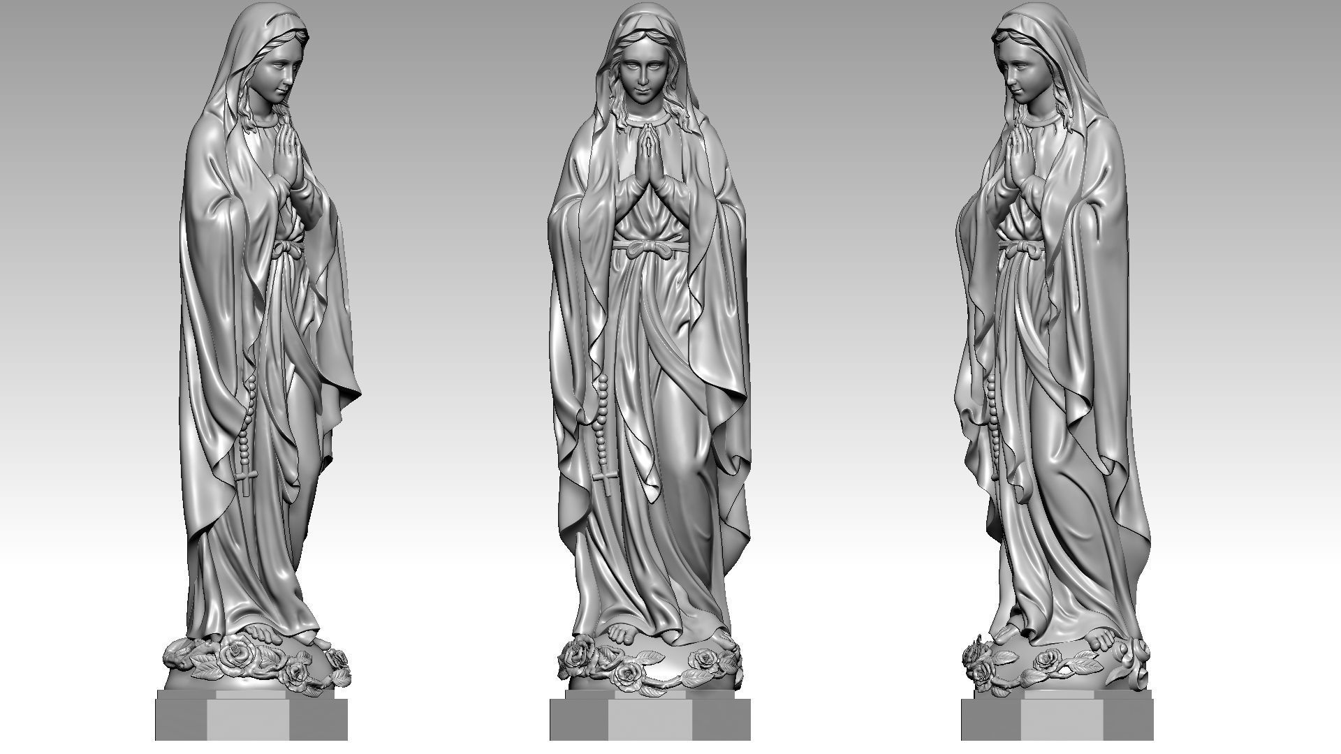 Virgin Mary of Lourdes 3D print model_4