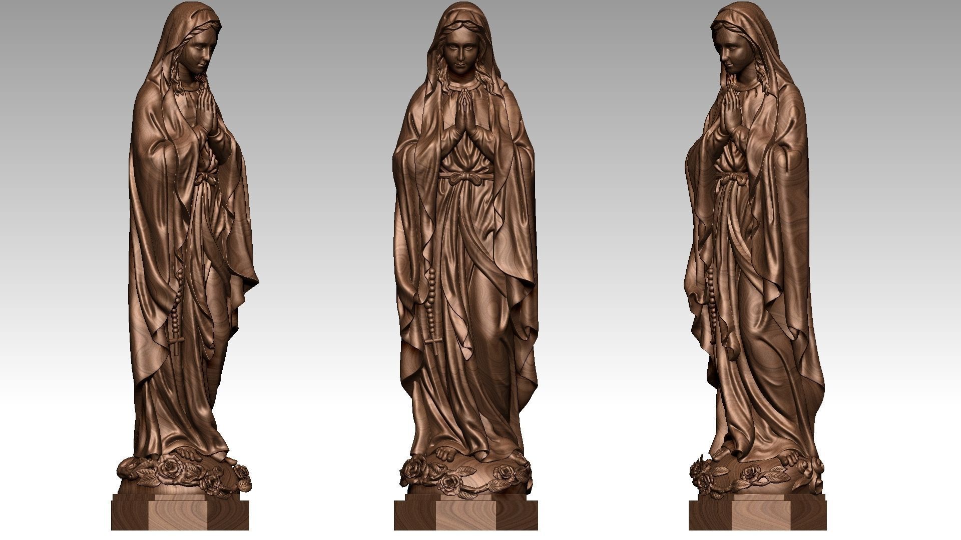 Virgin Mary of Lourdes 3D print model_12