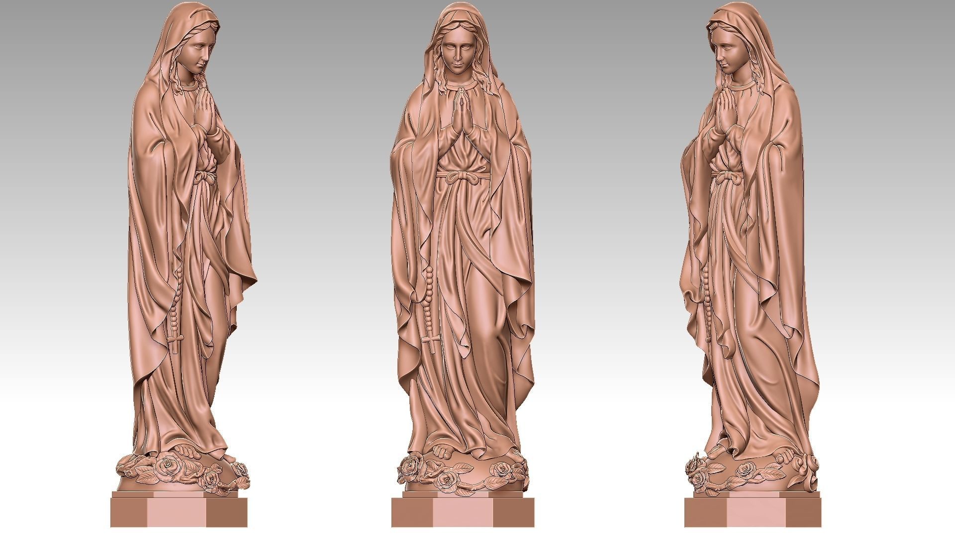 Virgin Mary of Lourdes 3D print model_8