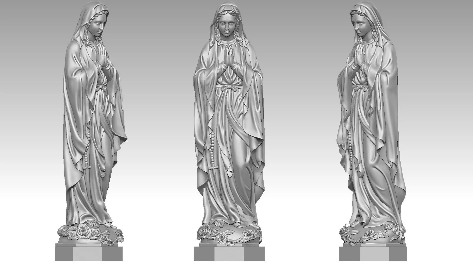 Virgin Mary of Lourdes 3D print model_0