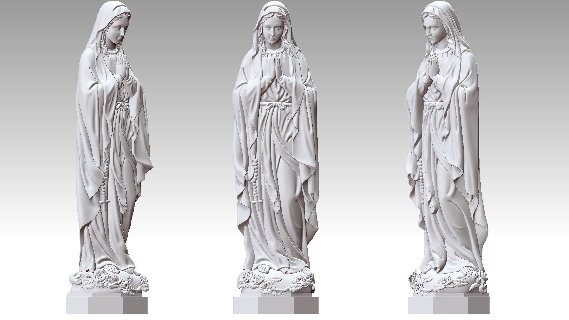 Virgin Mary of Lourdes 3D print model_1
