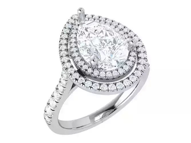 Pear Double Halo Woman Ring 4119