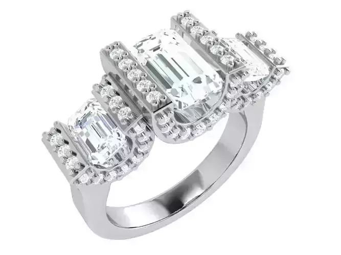 Emerald Three Stone Ring 4120